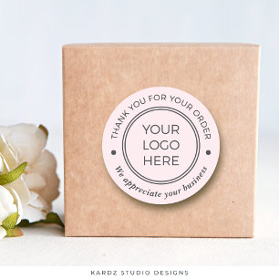 PInk Grey Thank You for your order Round Sticker