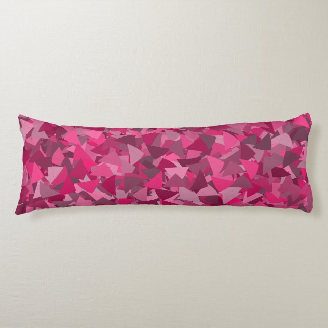 Pink Grey Triangle Pattern Body Cushion (Front)