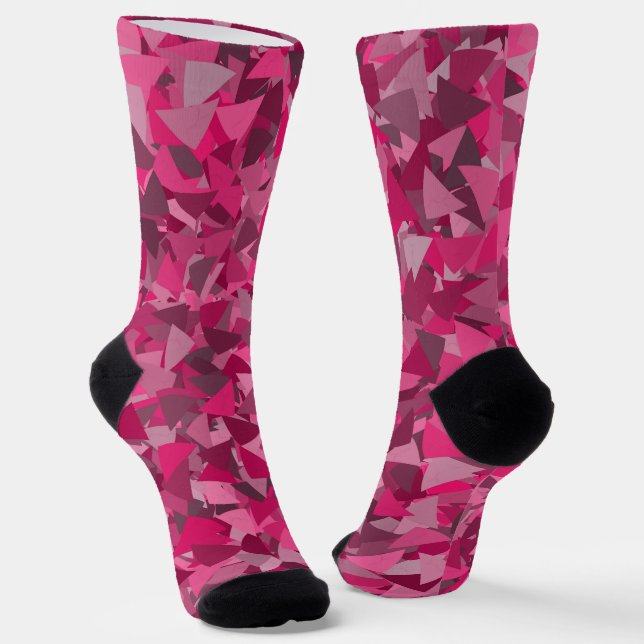 Pink Grey Triangle Pattern Socks (Angled)