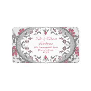 Pink Grey Vintage Victorian Wedding Return Address Label