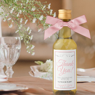 Pink & Grey Wedding Mini Wine Bottle Tag Thank You Wine Label