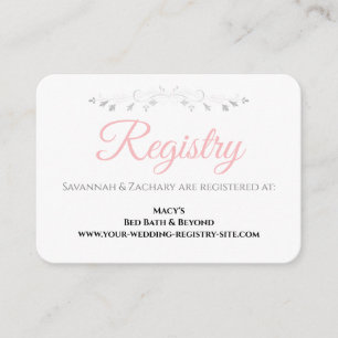 Pink & Grey Wedding Registry Enclosure Card