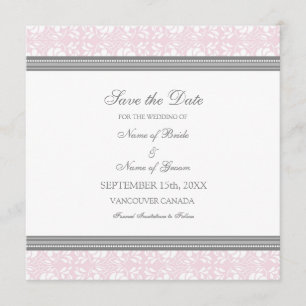 Pink Grey Wedding Save the Date Card
