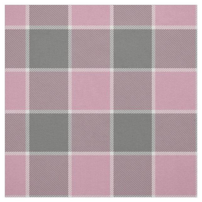 pink grey white chequered plaid fabric (Swatch)