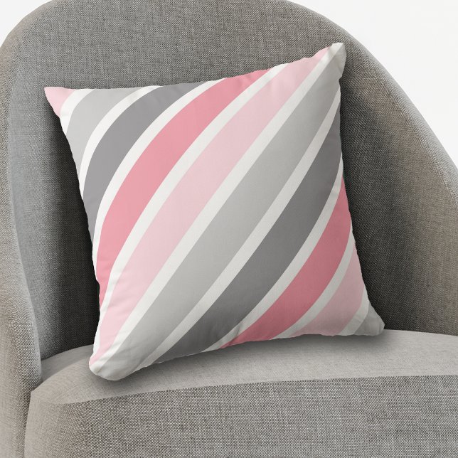 Pink Grey White Giant Stripe Cushion (Creator Uploaded)