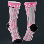 Pink, Grey & White Stripes with White Easter Bunny Socks<br><div class="desc">Super cute pink and grey striped Easter socks. Cool lucky white rabbit in sunglasses hangs out on the tip.</div>