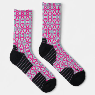 Pink Grid Athletic Crew Socks