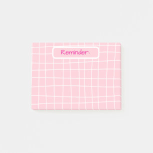 Pink Grid Reminder Sticky Notes 