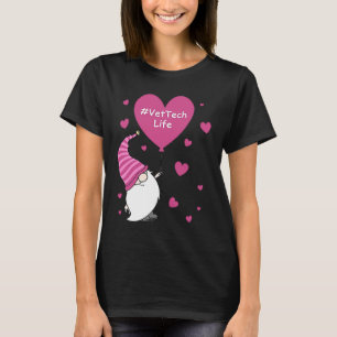 Pink Grome Heart Vet Tech Life Balloon Valentine's T-Shirt