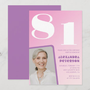 Pink Groovy 81st birthday invitations Retro Photo