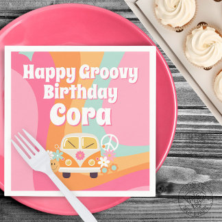 Pink Groovy Birthday Napkin