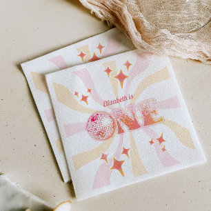 Pink Groovy Disco Dancing Queen First Birthday Napkin