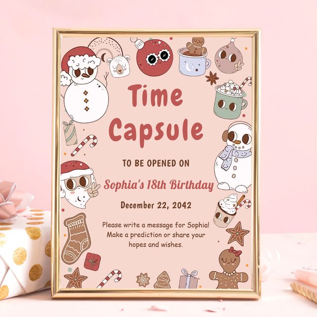 Pink Groovy Hippie Christmas Santa Time Capsule Poster (Creator Uploaded)