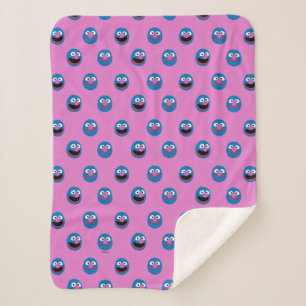 Pink Grover Face Pattern Sherpa Blanket