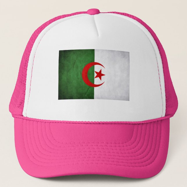 PINK Grunge Algeria Flag Trucker Hat (Front)