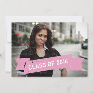 Pink Grunge Banner Grad Invitation
