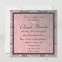 Pink Grunge Demask Invitation