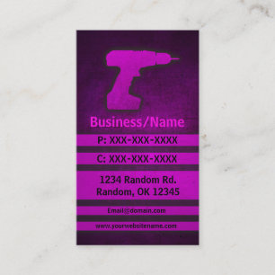 Pink grunge drill custom business cards