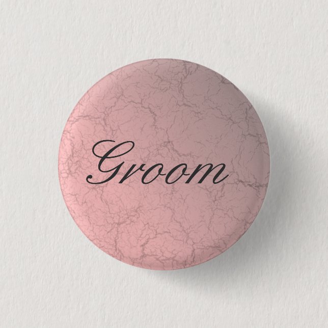 Pink Grunge Groom Button (Front)