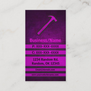 Pink grunge hammer custom business cards