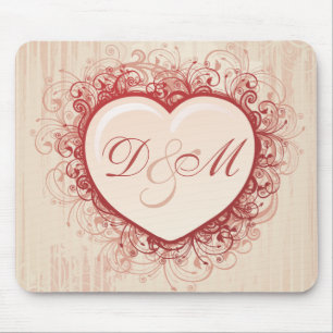Pink Grunge Heart Mouse Pad