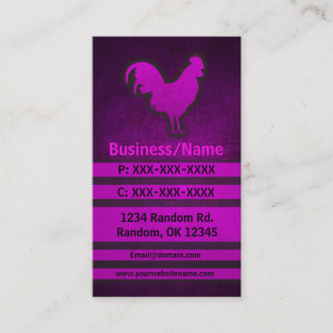 Pink grunge rooster chicken custom business cards