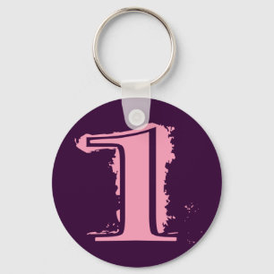 Pink Grunge Style Number 1 Key Ring