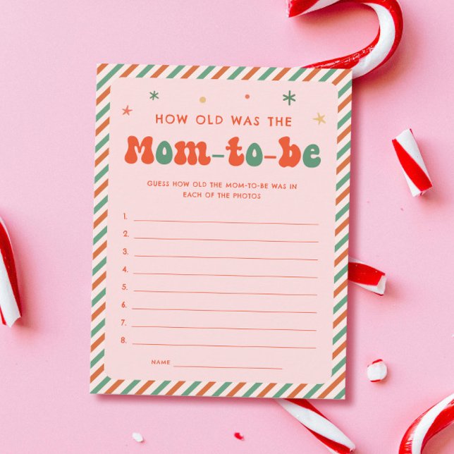Pink Guess Mum Age Christmas Baby Shower Game Card (Creator Uploaded)