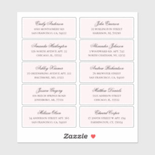 Pink guests names address. Wedding shipping labels