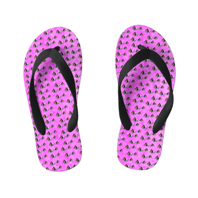 Pink Guinea Pig Pattern, Kid's Thongs (Footbed)