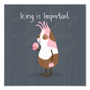 Pink Guinea Pig with Cupcake Art Photo Print