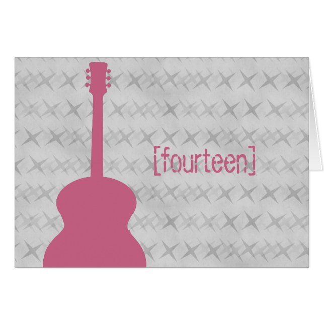 Pink Guitar Grunge Table Number Card (Front Horizontal)
