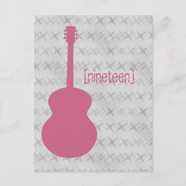 Pink Guitar Grunge Table Postcard (Front)