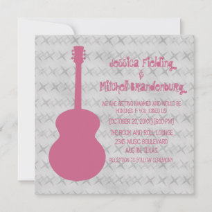 Pink Guitar Grunge Wedding Invite