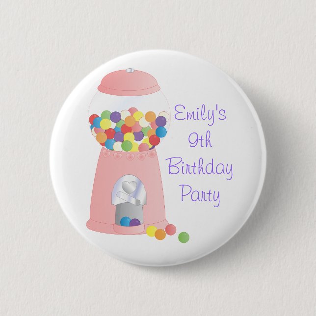 Pink Gumball Machine 6 Cm Round Badge (Front)