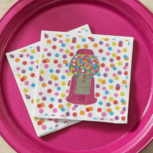 Pink Gumball Machine Candy Bubble Gum Birthday Napkin