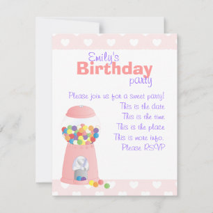 Pink Gumball Machine Invitation