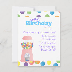 Pink Gumball Machine Invitation