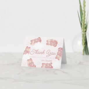 Pink Gummy Bear Girl Birthday Thank You Card