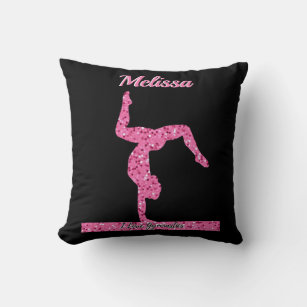 Pink Gymnastics Girl Sparkle Balance Beam Cushion
