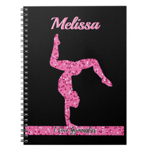 Pink Gymnastics Girl Sparkle Balance Beam Notebook