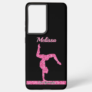 Pink Gymnastics Girl Sparkle Balance Beam Samsung Galaxy Case