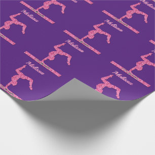 Pink Gymnastics Girl Sparkle Balance Beam Wrapping Paper