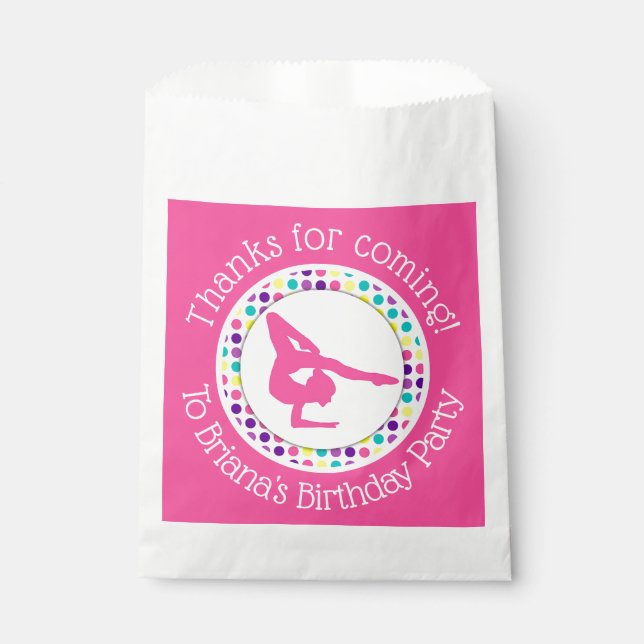 Pink Gymnastics Party Favours for a Girl Favour Ba Bag (Front)