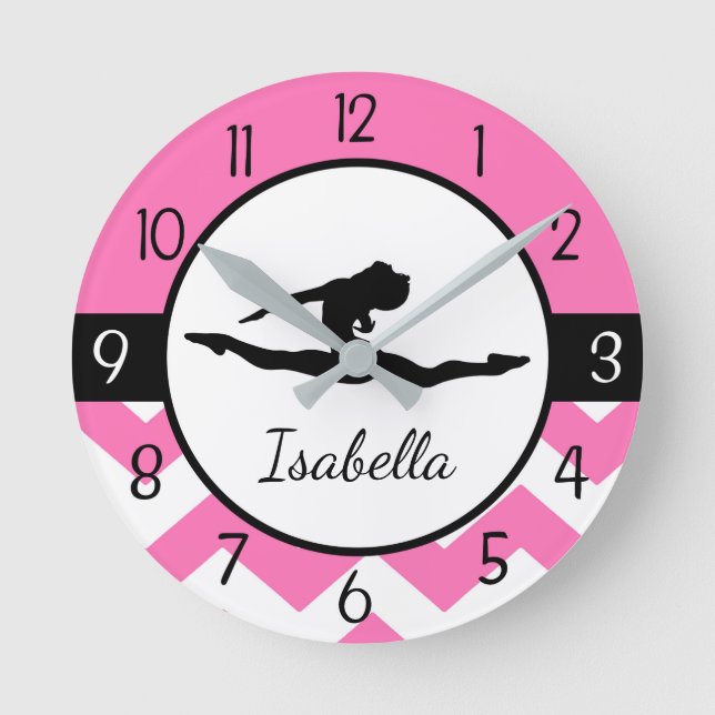 Pink Gymnastics Wall Clock (Front)