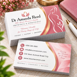 Pink Gynaecologist and Obstetrics business card 