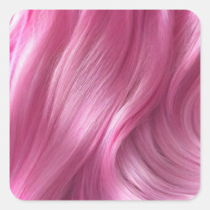 Pink Hair Background Square Sticker