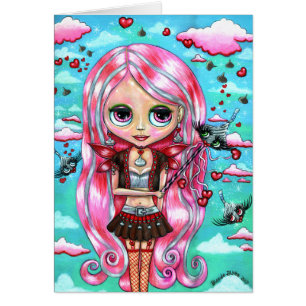 Pink Hair Hearts and Kisses Fairy Big Eyes