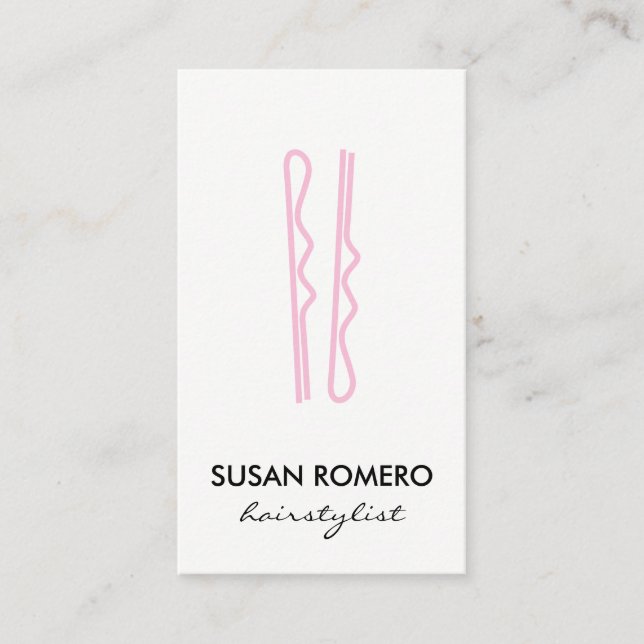 Pink Hair Pins Appointment Card (Front)