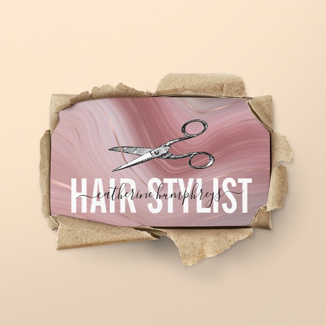 Pink Hair Stylist Business Card (Creator Uploaded)